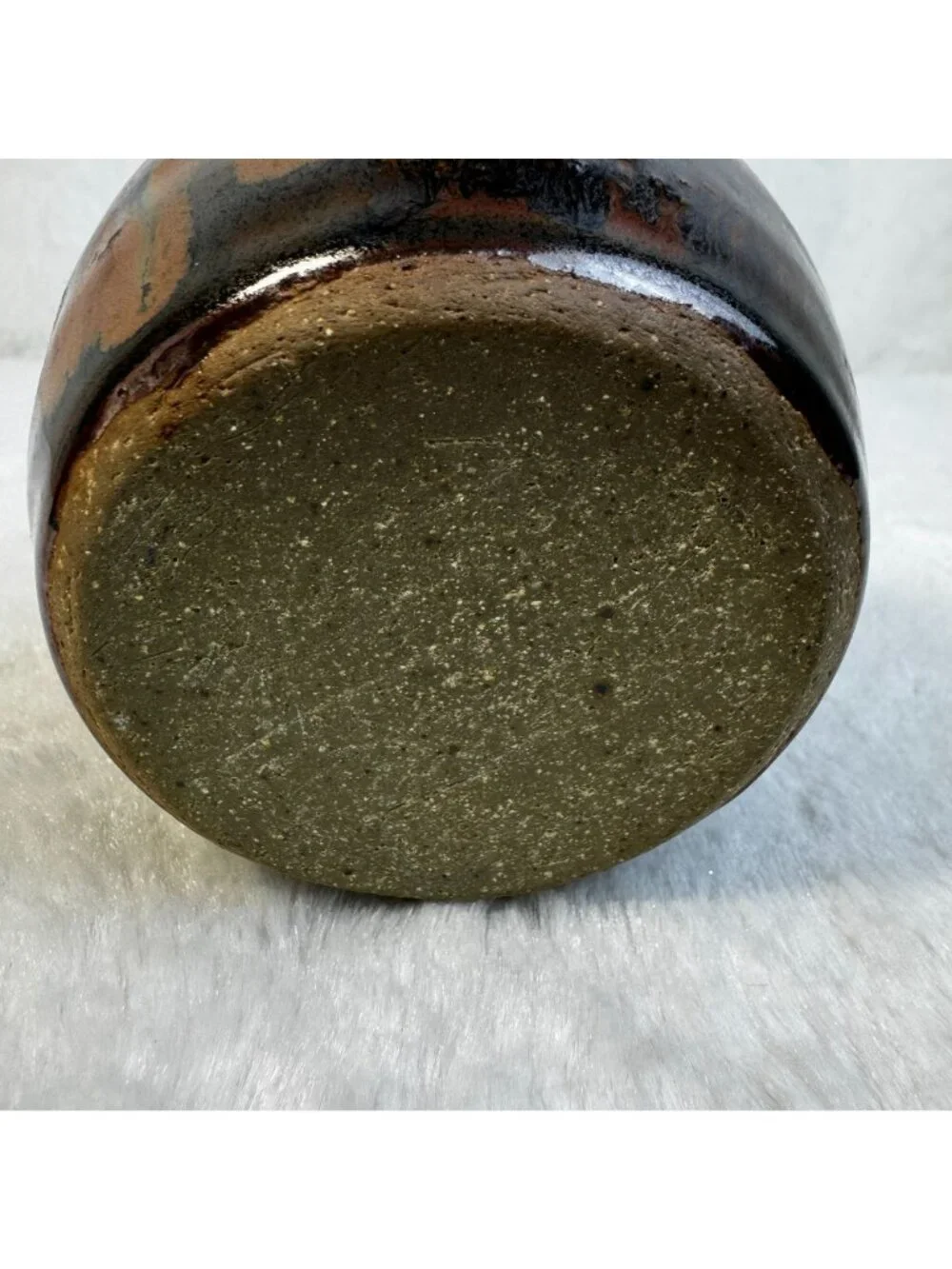 Handcrafted Glazed Ceramic Vase With Earthy Tones & Abstract Design
